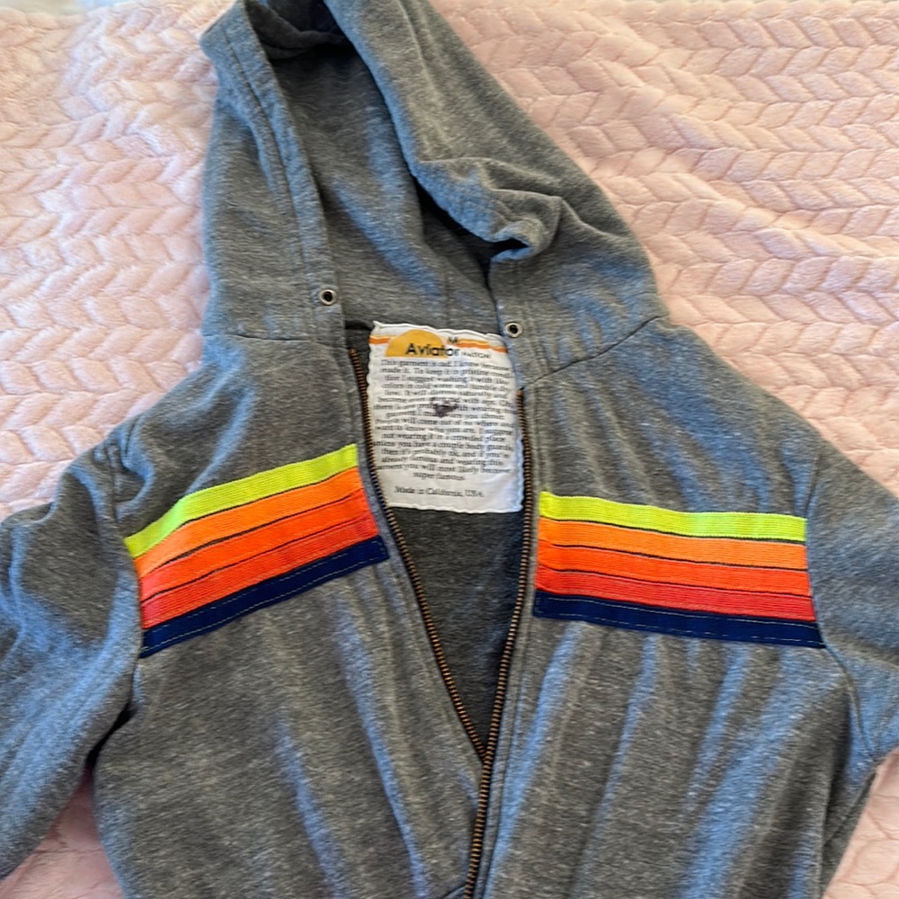 light gray aviation nation zip up hoodie